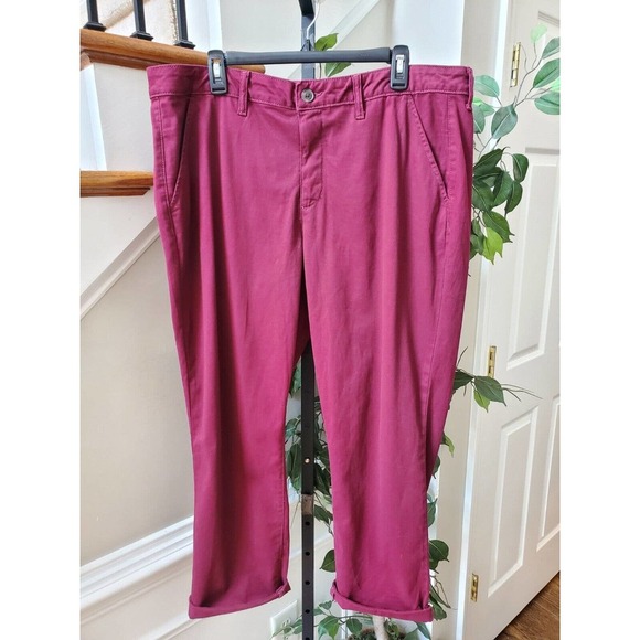 St Johns Bay Womens Red Slash Mid Rise Flat Front Girlfriend Chino Pants Size 18 - Picture 1 of 15